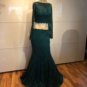 Long 2 piece dark green LaFemme Dress